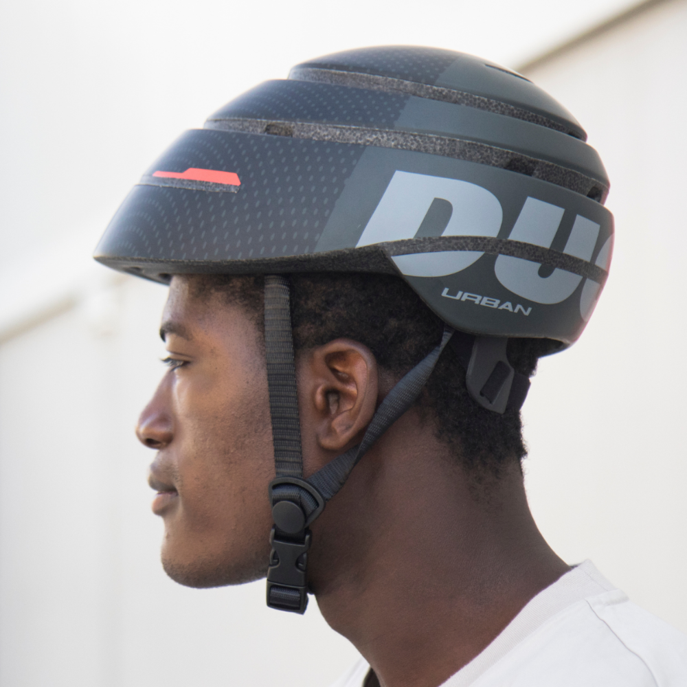 Ducati branded foldable helmet worn in profile