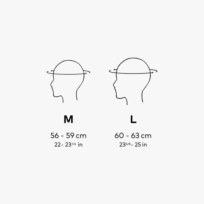 Closca Loop helmet size chart: M and L